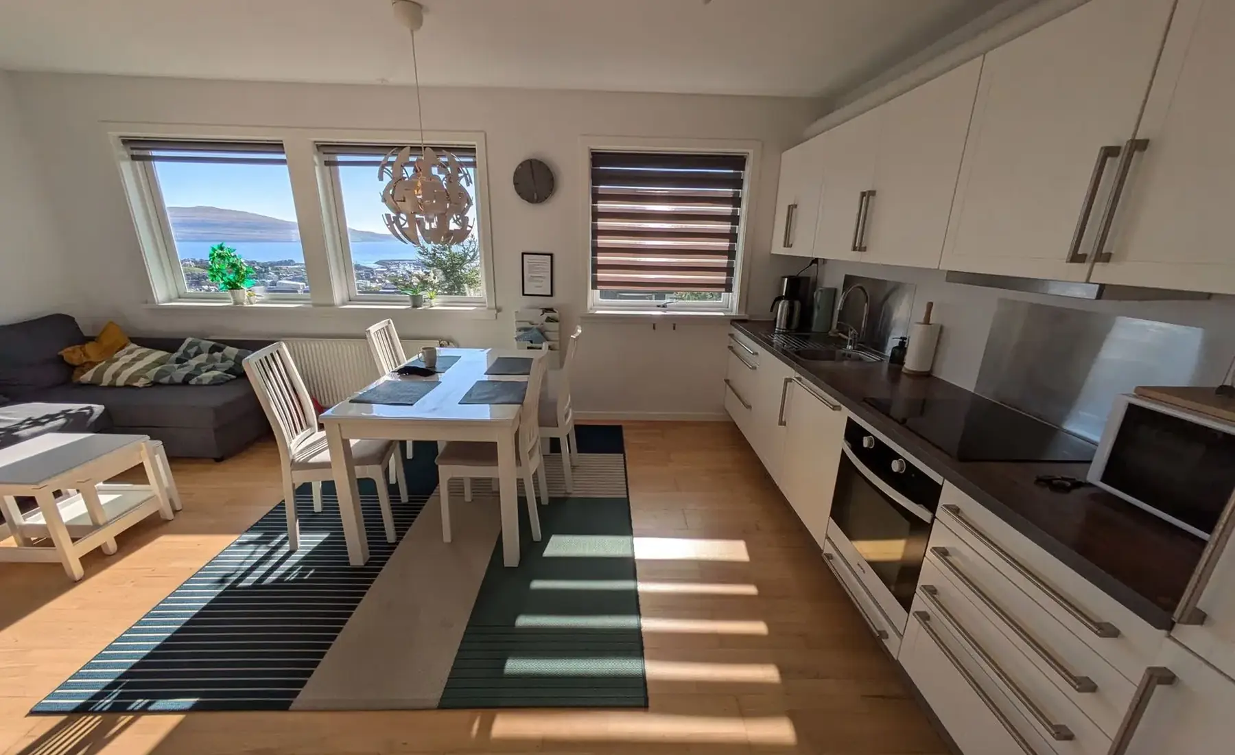 Furnished living room and kitchen in a shared 2-person apartment used during STERK placements